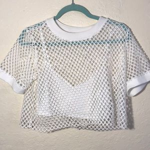 See through white going out top